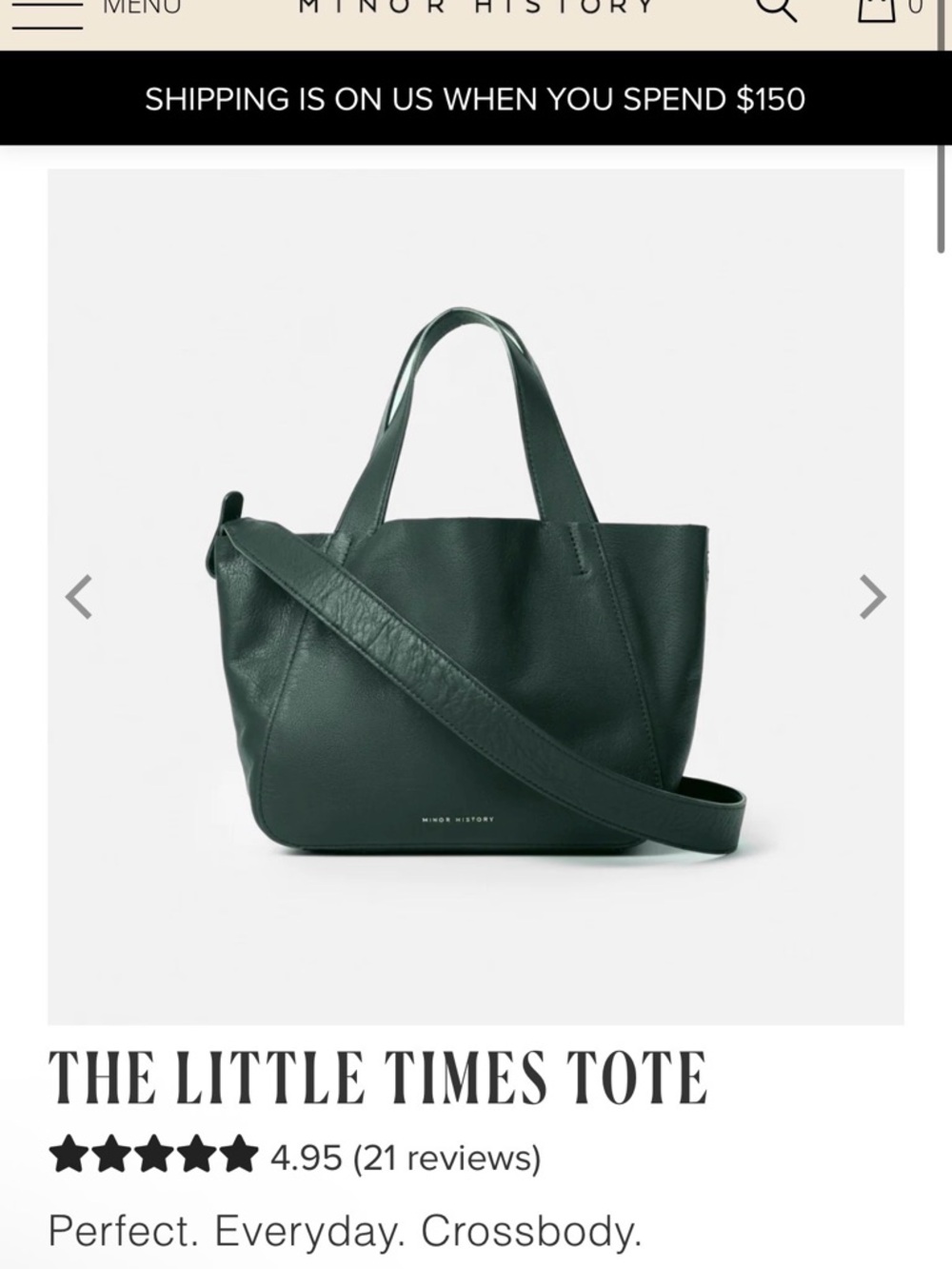 Minor History The Little Times Tote in Dark Green